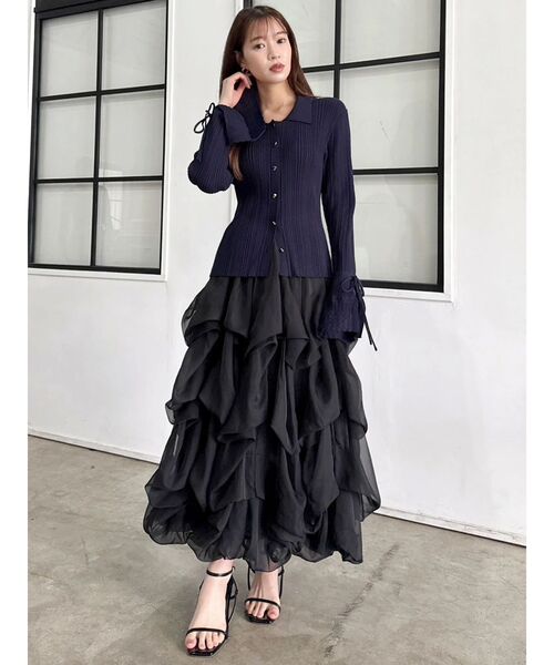 dazzlin（ダズリン）の「【WEB限定カラーあり】アイレットスリーブニットトップス（ニット/セーター・レディース・ブラウン/ネイビー/グレー/アイボリー/ブラック・FREE）」の13枚目の写真