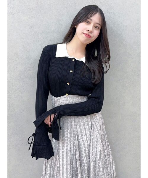 dazzlin（ダズリン）の「【WEB限定カラーあり】アイレットスリーブニットトップス（ニット/セーター・レディース・ブラウン/ネイビー/グレー/アイボリー/ブラック・FREE）」の18枚目の写真