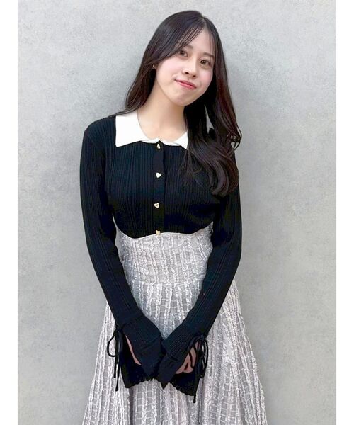 dazzlin（ダズリン）の「【WEB限定カラーあり】アイレットスリーブニットトップス（ニット/セーター・レディース・ブラウン/ネイビー/グレー/アイボリー/ブラック・FREE）」の19枚目の写真