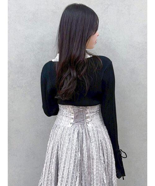 dazzlin（ダズリン）の「【WEB限定カラーあり】アイレットスリーブニットトップス（ニット/セーター・レディース・ブラウン/ネイビー/グレー/アイボリー/ブラック・FREE）」の21枚目の写真