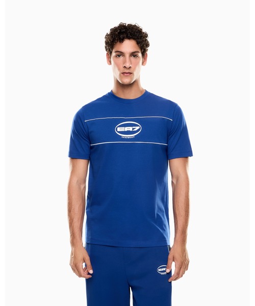 EMPORIO ARMANI EA7(エンポリオアルマーニイーエーセブン)の「【エンポリオ アルマーニ EA7】Logo Series クルーネックTシャツ コットン混紡ジャージー(Tシャツ/カットソー・メンズ・ブラック/ブルー・XX-LARGE/X-SMALL/X-LARGE/SMALL/MEDIUM/LARGE)」の2枚目の写真