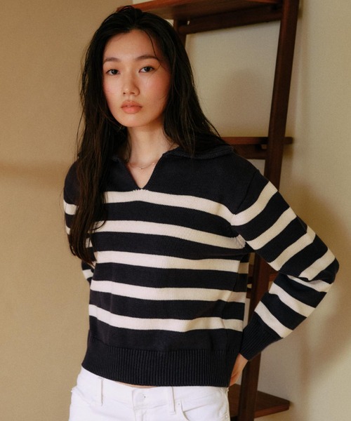 FR2 柳　ストライプニット セール】RIKKA FEMME/リッカファム ボーダーニット セーター RF25FW21