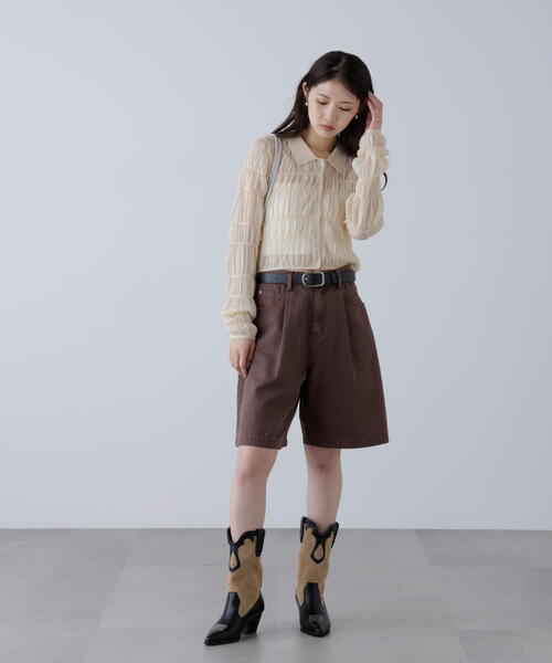 FREE'S MART（フリーズマート）の「◆シアーシャーリングポロカーディガン（カーディガン/ボレロ・レディース・ブルー/ブラウン/ホワイト・FREE）」の9枚目の写真