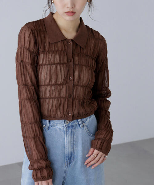 FREE'S MART（フリーズマート）の「◆シアーシャーリングポロカーディガン（カーディガン/ボレロ・レディース・ブルー/ブラウン/ホワイト・FREE）」の12枚目の写真