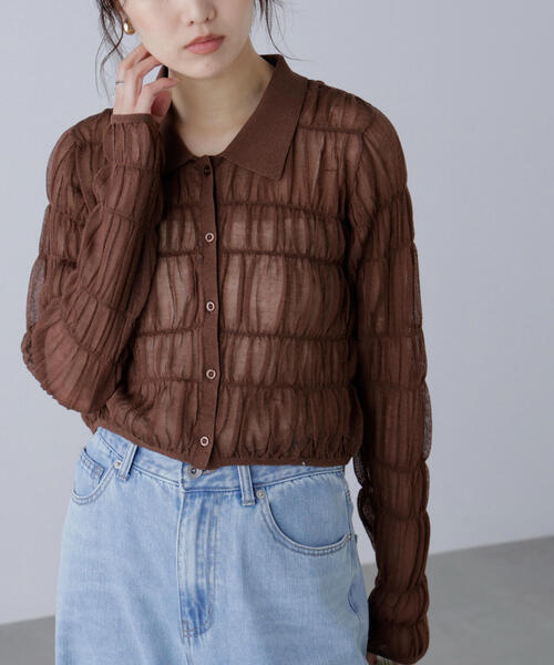 FREE'S MART（フリーズマート）の「◆シアーシャーリングポロカーディガン（カーディガン/ボレロ・レディース・ブルー/ブラウン/ホワイト・FREE）」の13枚目の写真