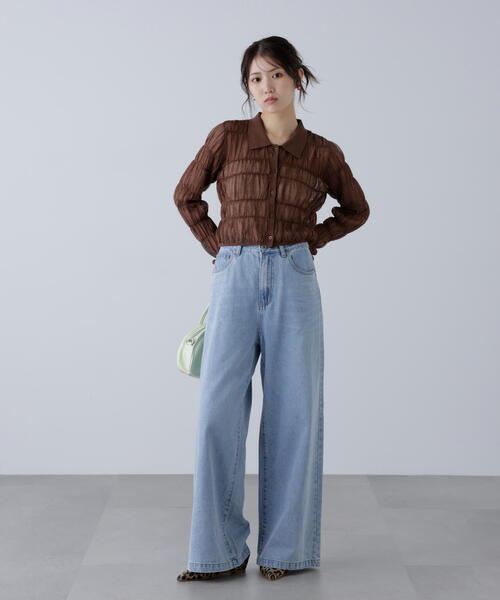 FREE'S MART（フリーズマート）の「◆シアーシャーリングポロカーディガン（カーディガン/ボレロ・レディース・ブルー/ブラウン/ホワイト・FREE）」の15枚目の写真