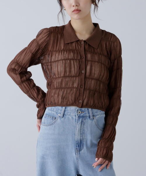 FREE'S MART（フリーズマート）の「◆シアーシャーリングポロカーディガン（カーディガン/ボレロ・レディース・ブルー/ブラウン/ホワイト・FREE）」の18枚目の写真