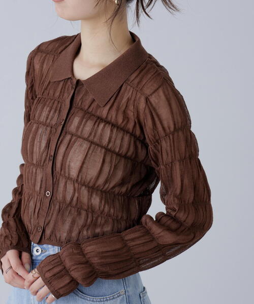 FREE'S MART（フリーズマート）の「◆シアーシャーリングポロカーディガン（カーディガン/ボレロ・レディース・ブルー/ブラウン/ホワイト・FREE）」の22枚目の写真