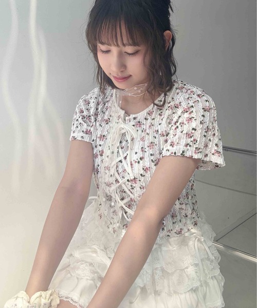AS KNOW AS plus（アズノゥアズプラス）の「♪レースアップリボン 花柄