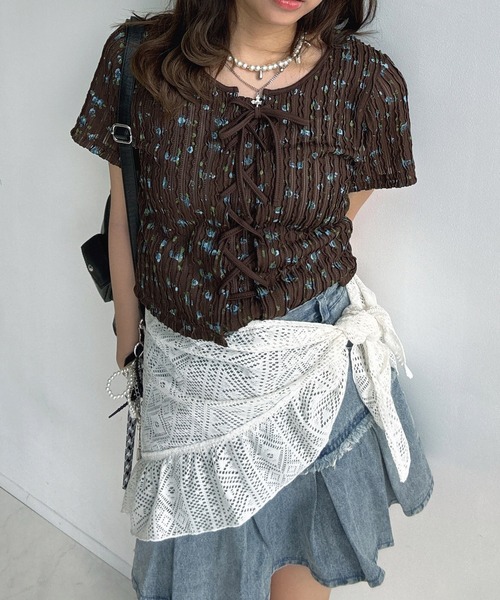 フラボア　フリル　プルオーバー ＊ アシンメトリー フリル ニット プルオーバー リブ 2025春夏新作