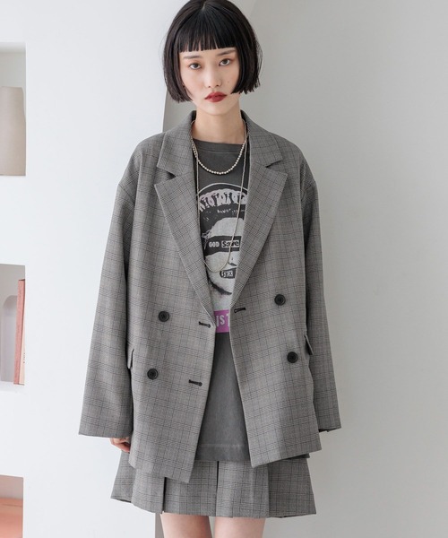 LOWRYS FARM（ローリーズファーム）の「ラナテックダブルジャケット　455400（テーラードジャケット・レディース・チャコールグレー/ベージュ/ブラウン/グレー・FREE）」の3枚目の写真