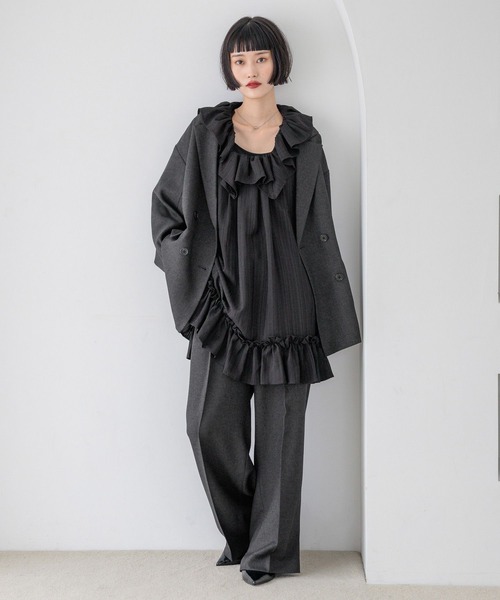 LOWRYS FARM（ローリーズファーム）の「ラナテックダブルジャケット　455400（テーラードジャケット・レディース・チャコールグレー/ベージュ/ブラウン/グレー・FREE）」の16枚目の写真