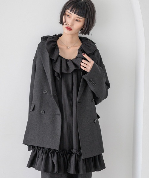 LOWRYS FARM（ローリーズファーム）の「ラナテックダブルジャケット　455400（テーラードジャケット・レディース・チャコールグレー/ベージュ/ブラウン/グレー・FREE）」の18枚目の写真