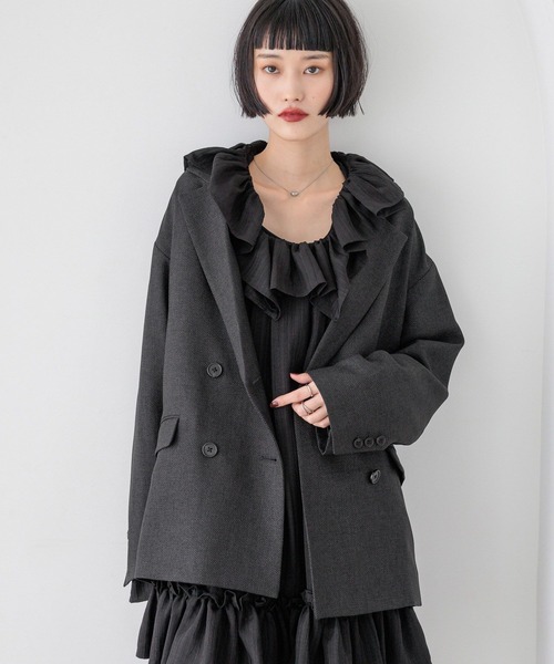 LOWRYS FARM（ローリーズファーム）の「ラナテックダブルジャケット　455400（テーラードジャケット・レディース・チャコールグレー/ベージュ/ブラウン/グレー・FREE）」の19枚目の写真