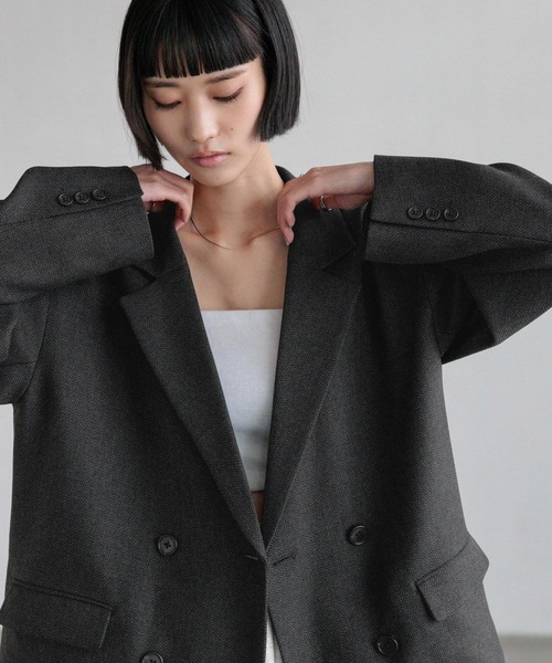 LOWRYS FARM（ローリーズファーム）の「ラナテックダブルジャケット　455400（テーラードジャケット・レディース・チャコールグレー/ベージュ/ブラウン/グレー・FREE）」の6枚目の写真