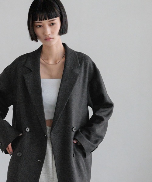 LOWRYS FARM（ローリーズファーム）の「ラナテックダブルジャケット　455400（テーラードジャケット・レディース・チャコールグレー/ベージュ/ブラウン/グレー・FREE）」の9枚目の写真