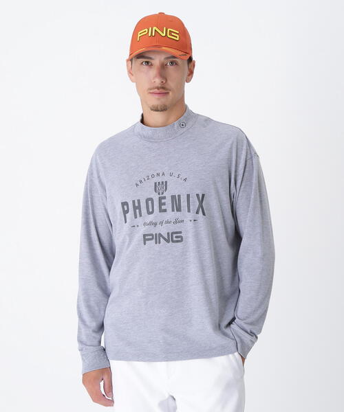 【グレー】TC天竺ル-ズシルエット長袖ハイネックシャツ <NATIVE> (MENS) セール】【PING APPAREL】TC天竺ル―ズシルエット長袖ハイネックシャツ
