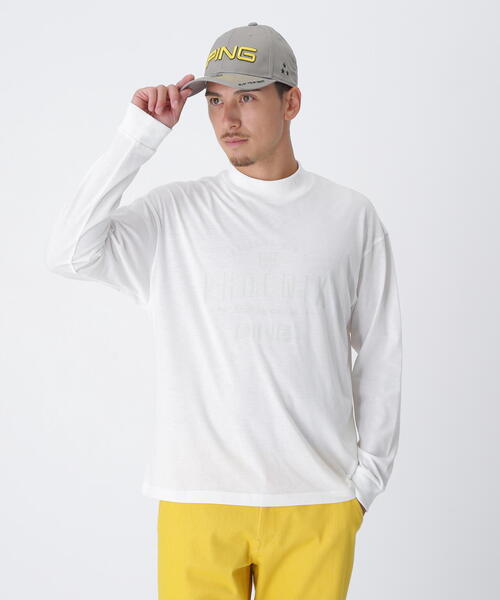 【グレー】TC天竺ル-ズシルエット長袖ハイネックシャツ <NATIVE> (MENS) セール】【PING APPAREL】TC天竺ル―ズシルエット長袖ハイネックシャツ