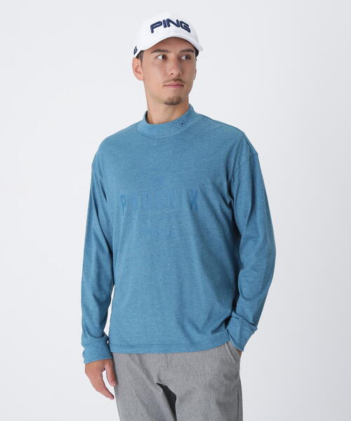 【グレー】TC天竺ル-ズシルエット長袖ハイネックシャツ <NATIVE> (MENS) セール】【PING APPAREL】TC天竺ル―ズシルエット長袖ハイネックシャツ