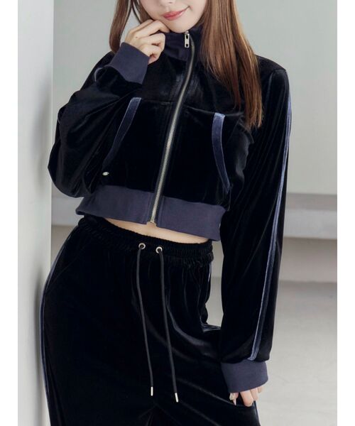 EATME(イートミー)の「【SETUP着用可】バイカラーベロアブルゾン(ブルゾン・レディース・ピンク/グレー/ブラック・FREE)」の2枚目の写真