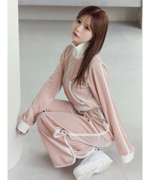 EATME(イートミー)の「【SETUP着用可】バイカラーベロアブルゾン(ブルゾン・レディース・ピンク/グレー/ブラック・FREE)」の5枚目の写真