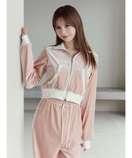 EATME(イートミー)の「【SETUP着用可】バイカラーベロアブルゾン(ブルゾン・レディース・ピンク/グレー/ブラック・FREE)」の6枚目の写真