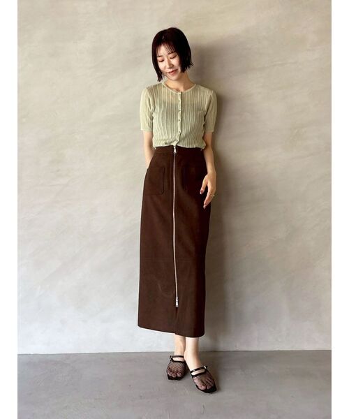 LAGUNAMOON（ラグナムーン）の「シアーニットショートスリーブカーデ（カーディガン/ボレロ・レディース・ミント/アイボリー/チャコールグレー・FREE）」の19枚目の写真