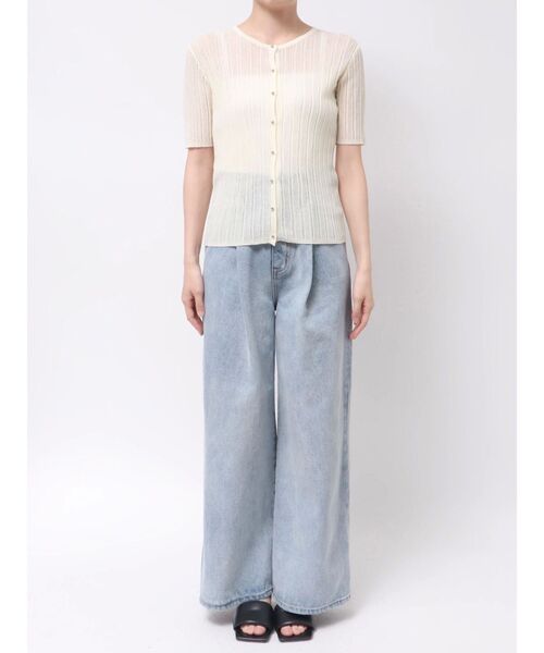 LAGUNAMOON（ラグナムーン）の「シアーニットショートスリーブカーデ（カーディガン/ボレロ・レディース・ミント/アイボリー/チャコールグレー・FREE）」の8枚目の写真