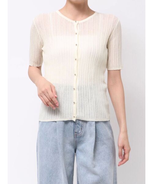 LAGUNAMOON（ラグナムーン）の「シアーニットショートスリーブカーデ（カーディガン/ボレロ・レディース・ミント/アイボリー/チャコールグレー・FREE）」の15枚目の写真