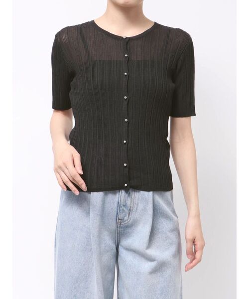 LAGUNAMOON（ラグナムーン）の「シアーニットショートスリーブカーデ（カーディガン/ボレロ・レディース・ミント/アイボリー/チャコールグレー・FREE）」の16枚目の写真