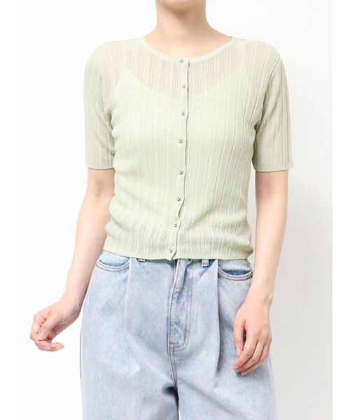 LAGUNAMOON（ラグナムーン）の「シアーニットショートスリーブカーデ（カーディガン/ボレロ・レディース・ミント/アイボリー/チャコールグレー・FREE）」の17枚目の写真