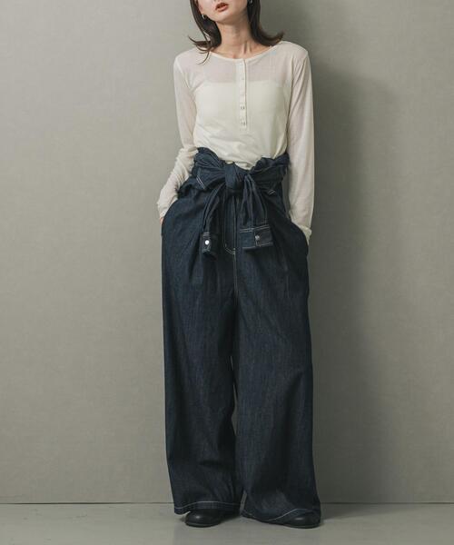 セール】ノーカラーウエストタックジャンプスーツ（つなぎ