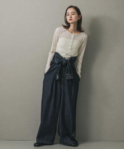 セール】ノーカラーウエストタックジャンプスーツ（つなぎ