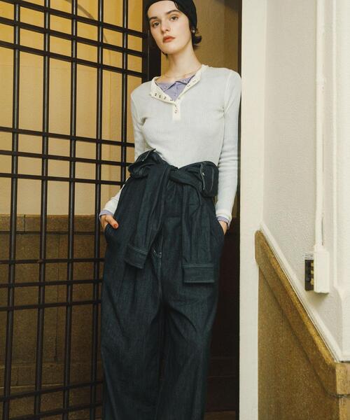 セール】ノーカラーウエストタックジャンプスーツ（つなぎ