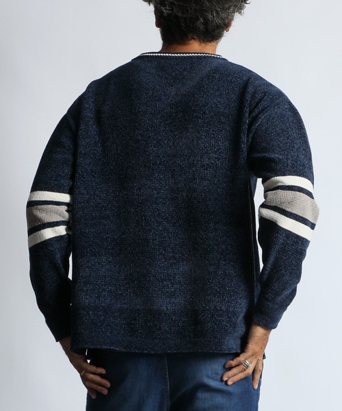 The DUFFER of ST.GEORGE（ザダファーオブセントジョージ）の「V-NECK FOOTBALL KINT：Vネック フットボールデザイン モールニット（ニット/セーター・メンズ・ネイビー/ベージュ・MEDIUM/X-LARGE/LARGE）」の6枚目の写真