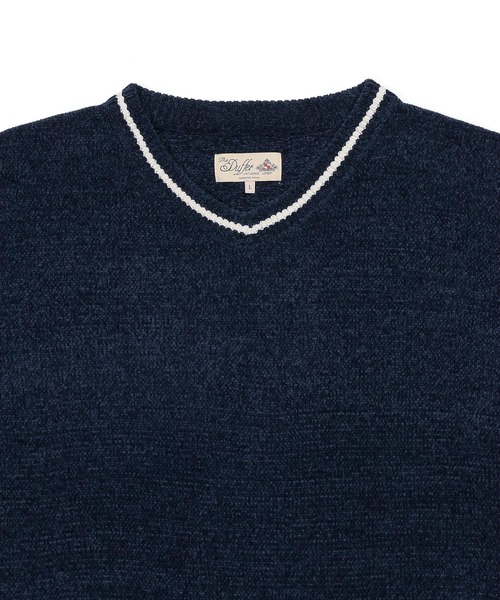 The DUFFER of ST.GEORGE（ザダファーオブセントジョージ）の「V-NECK FOOTBALL KINT：Vネック フットボールデザイン モールニット（ニット/セーター・メンズ・ネイビー/ベージュ・MEDIUM/X-LARGE/LARGE）」の10枚目の写真