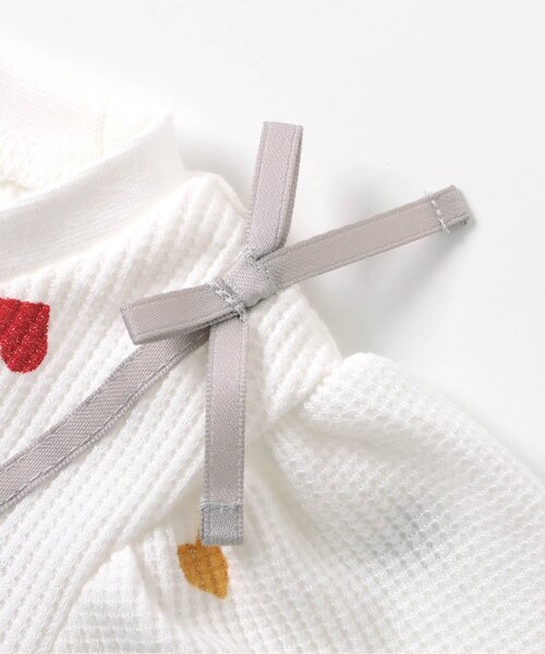 apres les cours（アプレレクール）の「【リンク/ジュニア対応】ワッフルドッキングフレアトップス（Tシャツ/カットソー・キッズ・ブラック/インディゴブルー/アイボリー/チェック・90/100/110/120/80/130/140）」の19枚目の写真