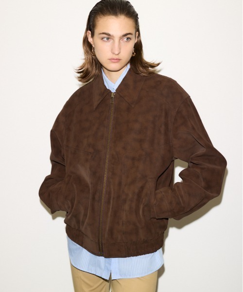 THROW by SLY（スローバイスライ）の「THROW F/SUEDE SWINGTOP BZ フェイクスウェード スウィング トップ ブルゾン 秋服 冬服（ブルゾン・レディース・ブラウン・FREE）」の3枚目の写真
