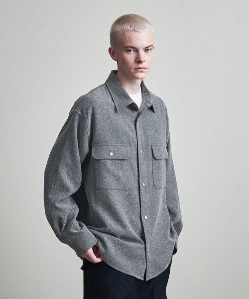 セール】【マルチサイズ】 ツイード ライク シャツ ジャケット（シャツ