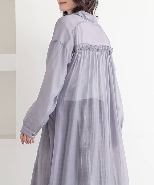 n'OrLABEL（ノアールレーベル）の「バックギャザーシアーシャツワンピース（シャツワンピース・レディース・ブラック/カーキ/ラベンダー・FREE）」の11枚目の写真