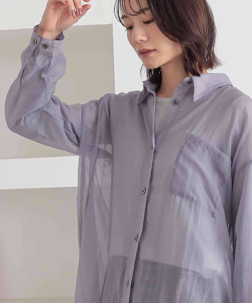 n'OrLABEL（ノアールレーベル）の「バックギャザーシアーシャツワンピース（シャツワンピース・レディース・ブラック/カーキ/ラベンダー・FREE）」の12枚目の写真