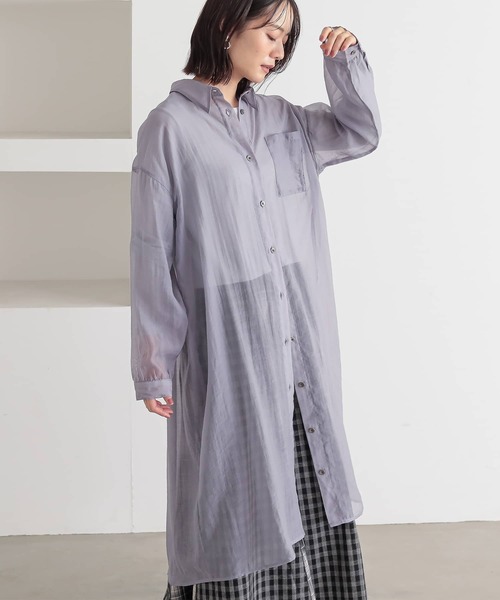 n'OrLABEL（ノアールレーベル）の「バックギャザーシアーシャツワンピース（シャツワンピース・レディース・ブラック/カーキ/ラベンダー・FREE）」の8枚目の写真