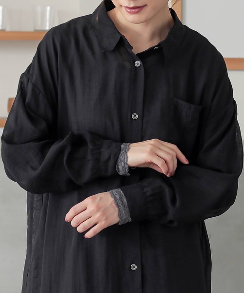n'OrLABEL（ノアールレーベル）の「バックギャザーシアーシャツワンピース（シャツワンピース・レディース・ブラック/カーキ/ラベンダー・FREE）」の18枚目の写真