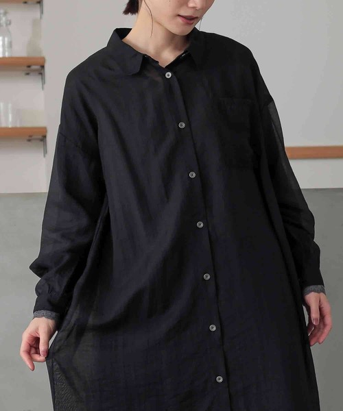 n'OrLABEL（ノアールレーベル）の「バックギャザーシアーシャツワンピース（シャツワンピース・レディース・ブラック/カーキ/ラベンダー・FREE）」の19枚目の写真