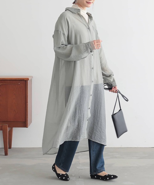 n'OrLABEL（ノアールレーベル）の「バックギャザーシアーシャツワンピース（シャツワンピース・レディース・ブラック/カーキ/ラベンダー・FREE）」の21枚目の写真