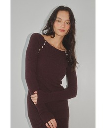 Shoulder Button Knit Top/肩ボタンリブニットトップ