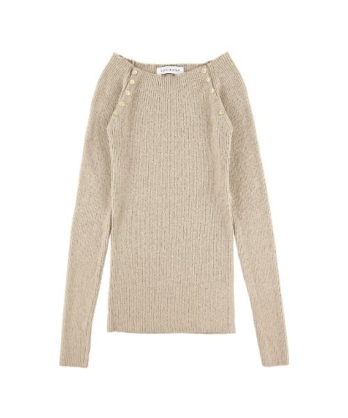 ALEXIA STAM（アリシアスタン）の「Shoulder Button Knit Top/肩ボタンリブニットトップ（ニット/セーター・レディース・グレー/ベージュ/バーガンディー・FREE）」の18枚目の写真