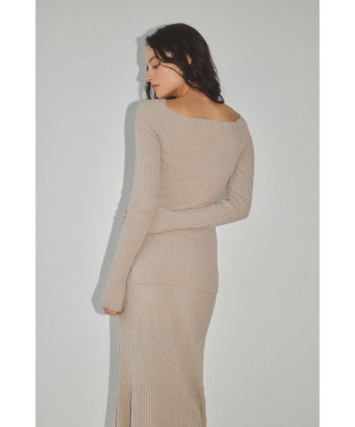 ALEXIA STAM（アリシアスタン）の「Shoulder Button Knit Top/肩ボタンリブニットトップ（ニット/セーター・レディース・グレー/ベージュ/バーガンディー・FREE）」の4枚目の写真