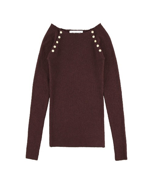 ALEXIA STAM（アリシアスタン）の「Shoulder Button Knit Top/肩ボタンリブニットトップ（ニット/セーター・レディース・グレー/ベージュ/バーガンディー・FREE）」の14枚目の写真