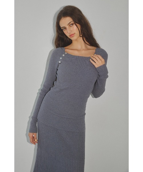 ALEXIA STAM（アリシアスタン）の「Shoulder Button Knit Top/肩ボタンリブニットトップ（ニット/セーター・レディース・グレー/ベージュ/バーガンディー・FREE）」の6枚目の写真